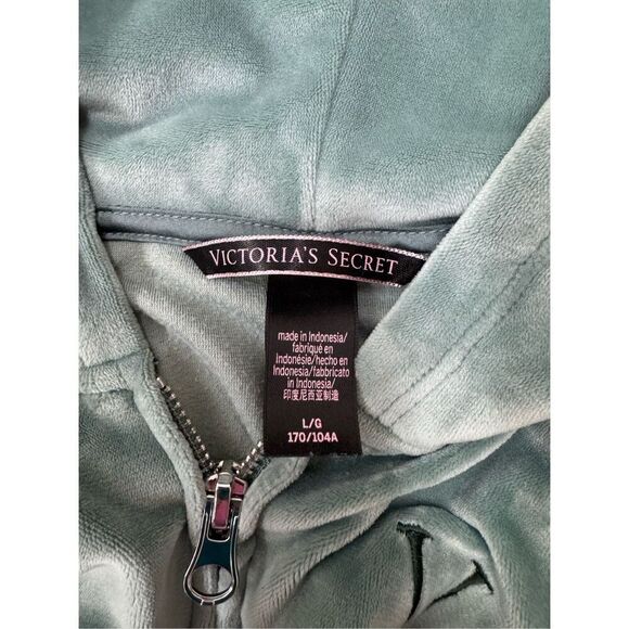 Victoria’s Secret Velour Full Zip Jacket with Hood Size Large - Picture 4 of 7